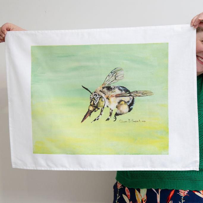 Australian Native Blue Banded Bee Tea Towel