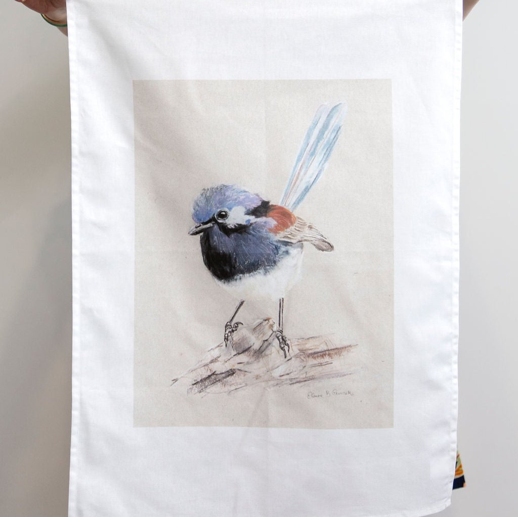 Blue Breasted Robin Tea Towel