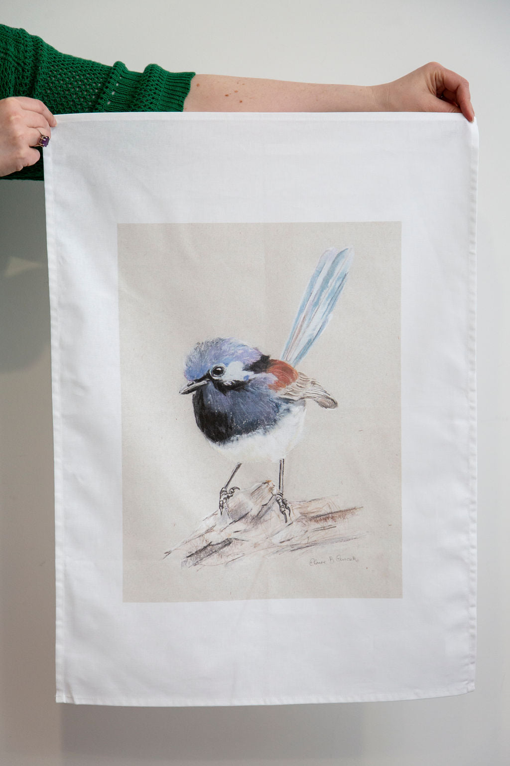 Blue Breasted Robin Tea Towel