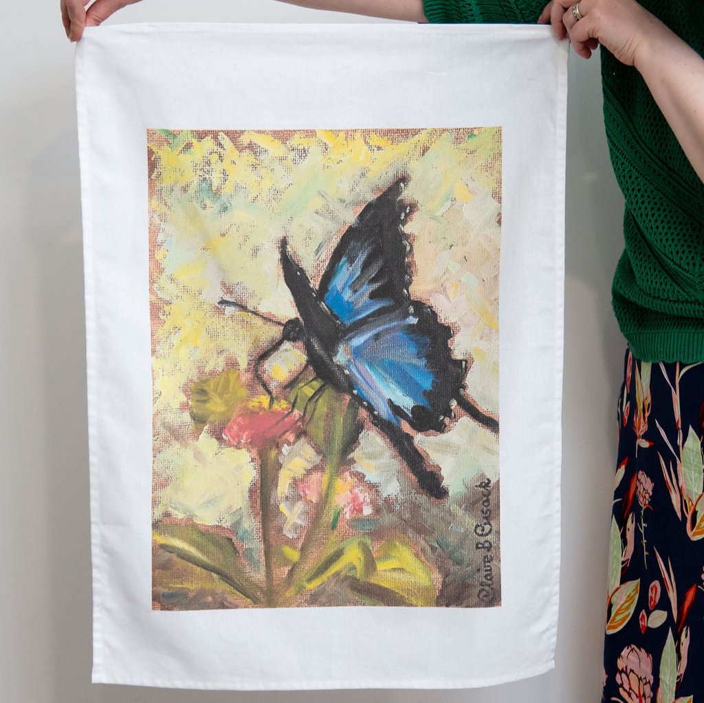 Blue Butterfly Tea Towel