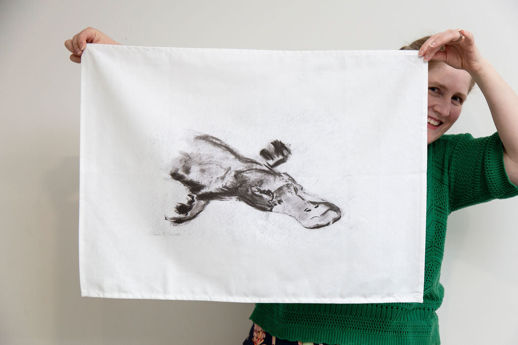 Charcoal Platypus Tea Towel