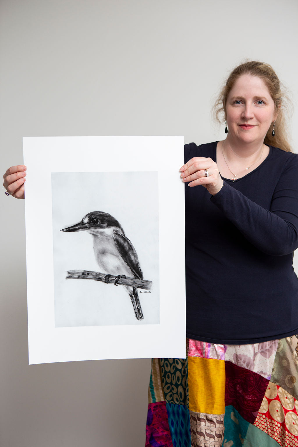 Australian Forest Kingfisher Limited-Edition Fine Art Charcoal Drawing (Signed & Numbered)