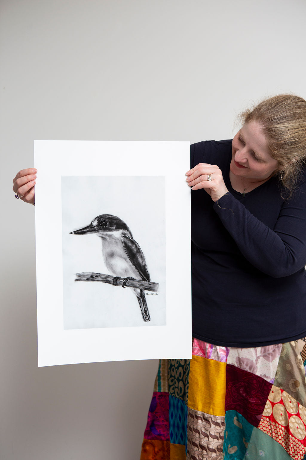 Australian Forest Kingfisher Limited-Edition Fine Art Charcoal Drawing (Signed & Numbered)