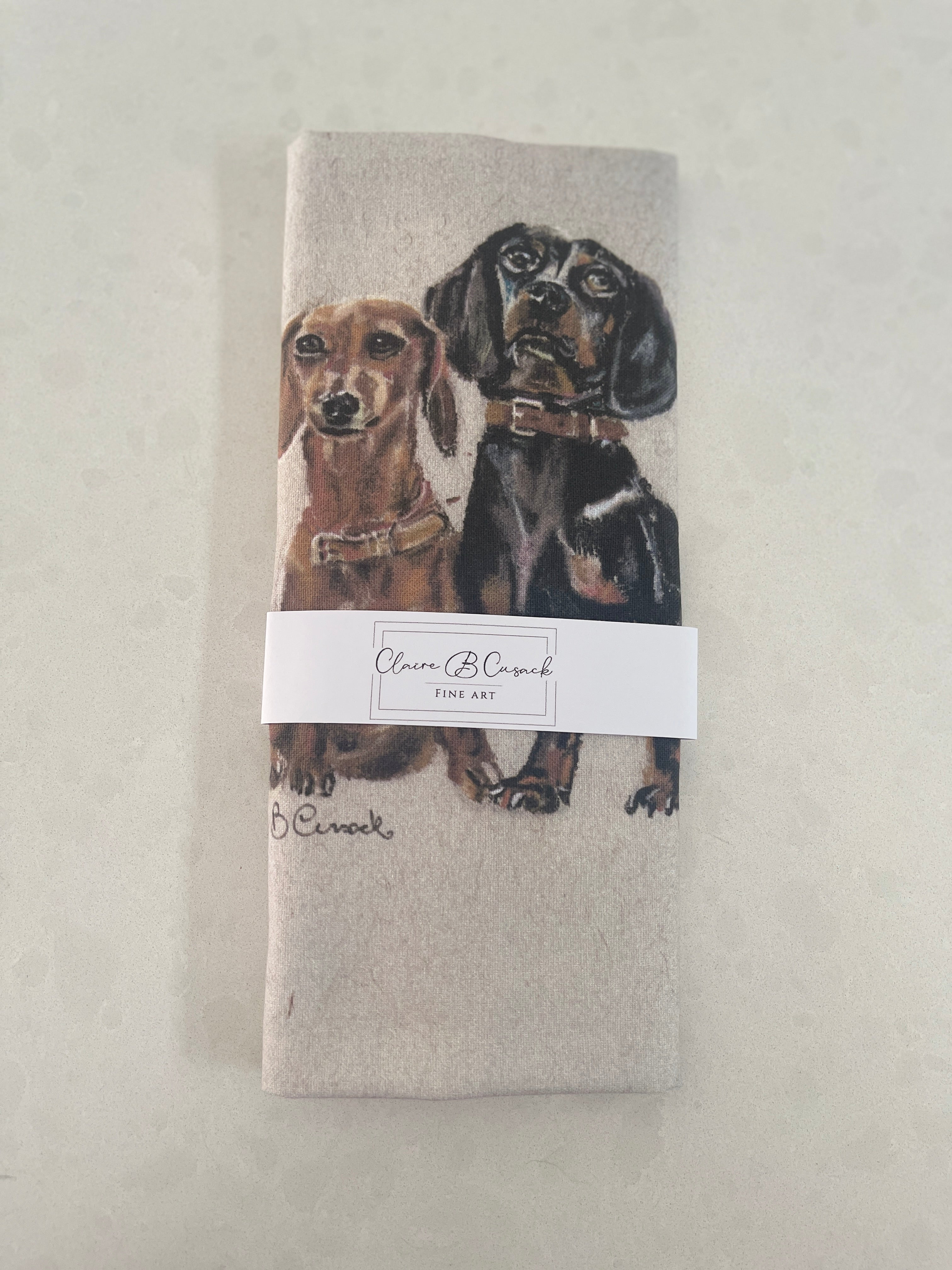 Best Friends Sausage Dogs Tea Towel