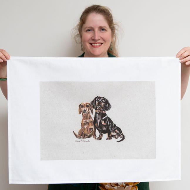 Best Friends Sausage Dogs Tea Towel