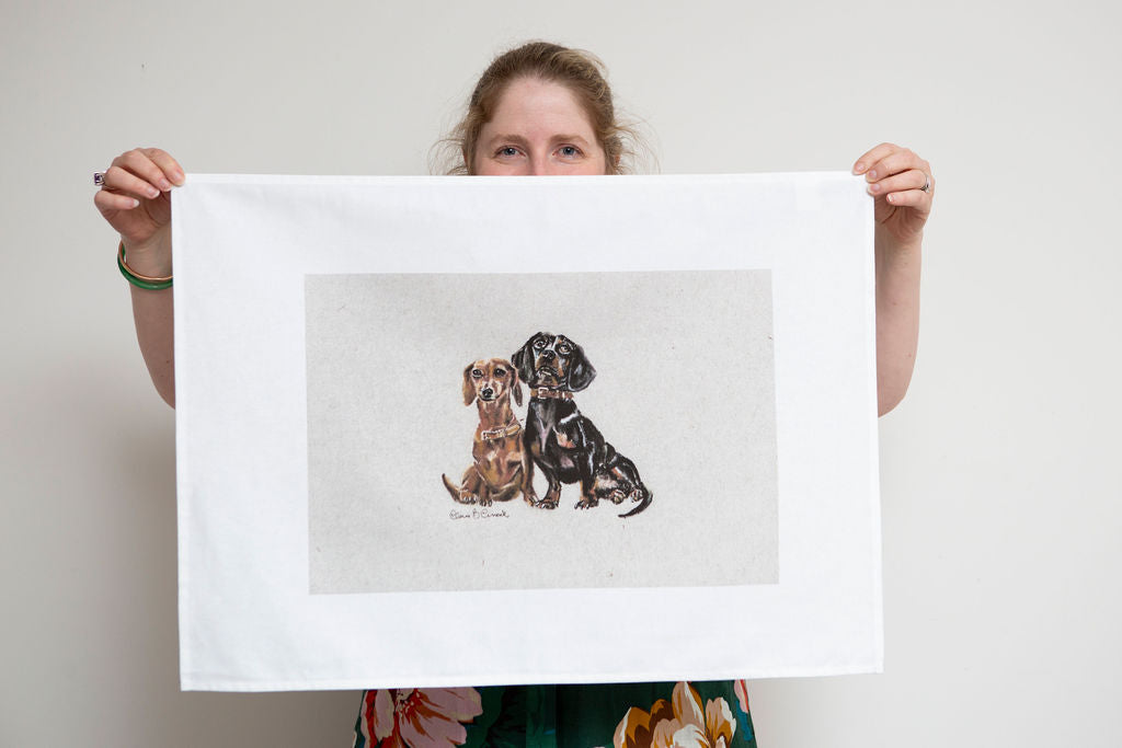 Best Friends Sausage Dogs Tea Towel