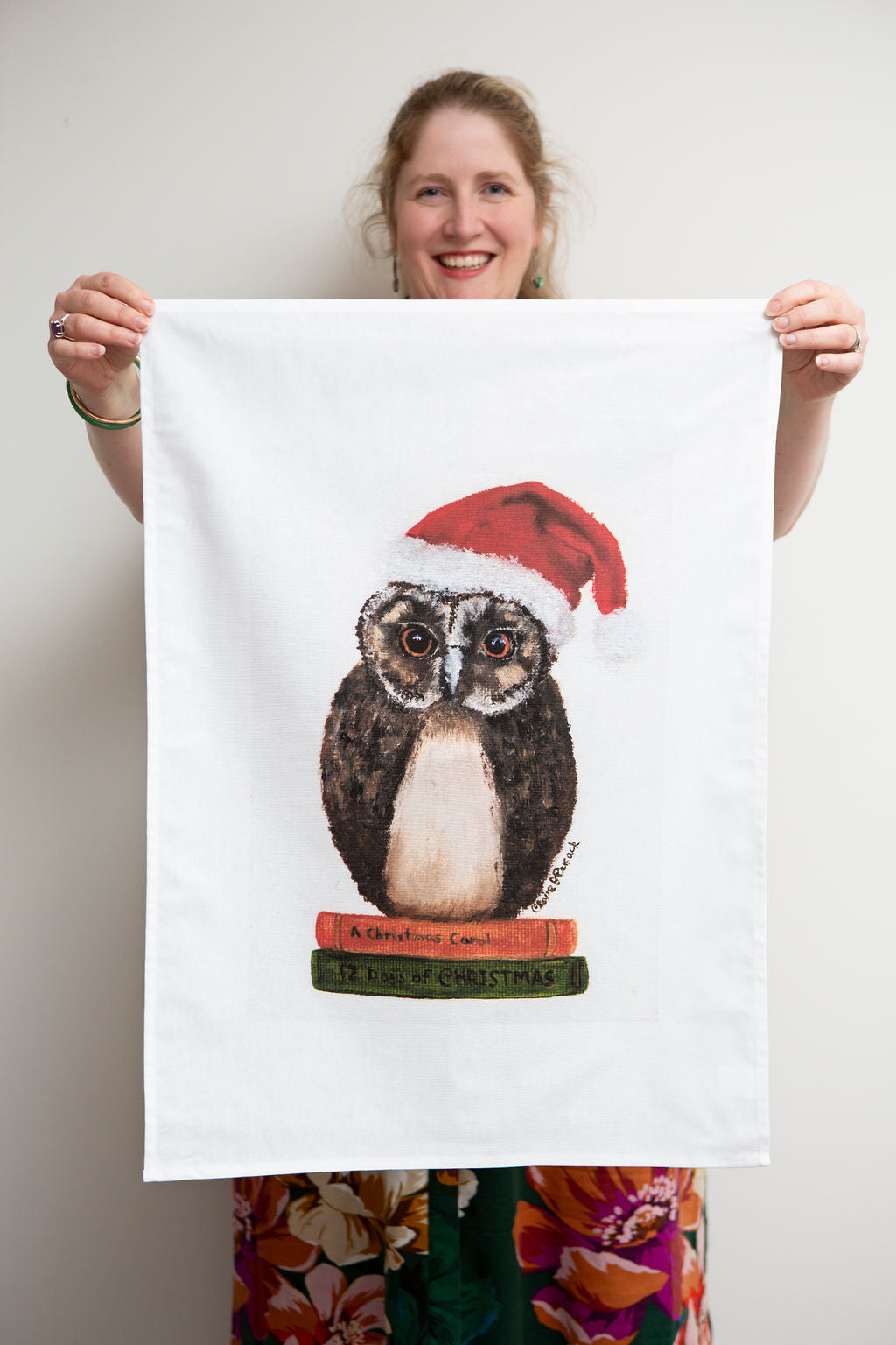 Christmas Owl Tea Towel