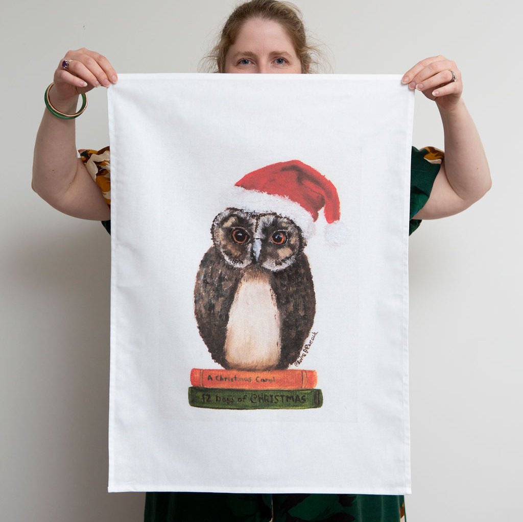 Christmas Owl Tea Towel