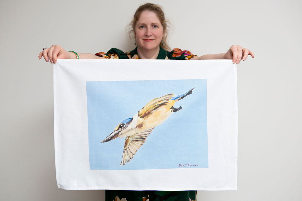 Flying Kingfisher Tea Towel