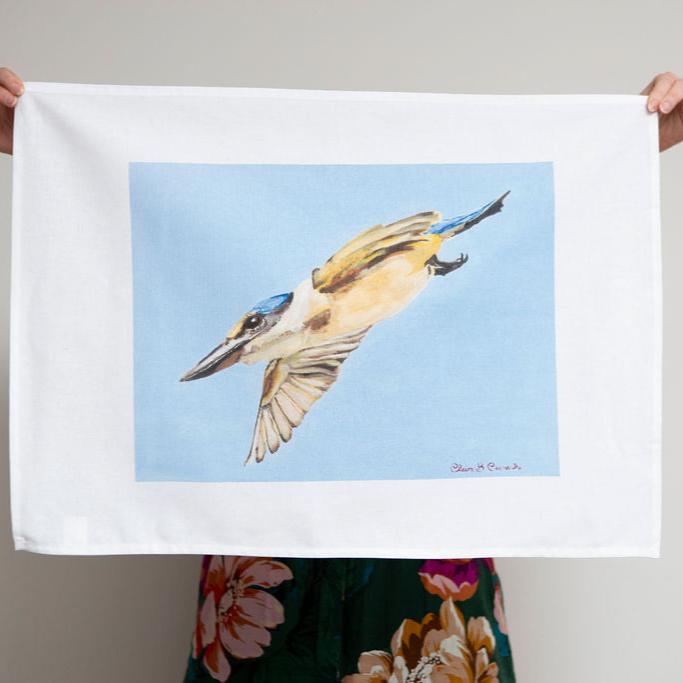 Flying Kingfisher Tea Towel