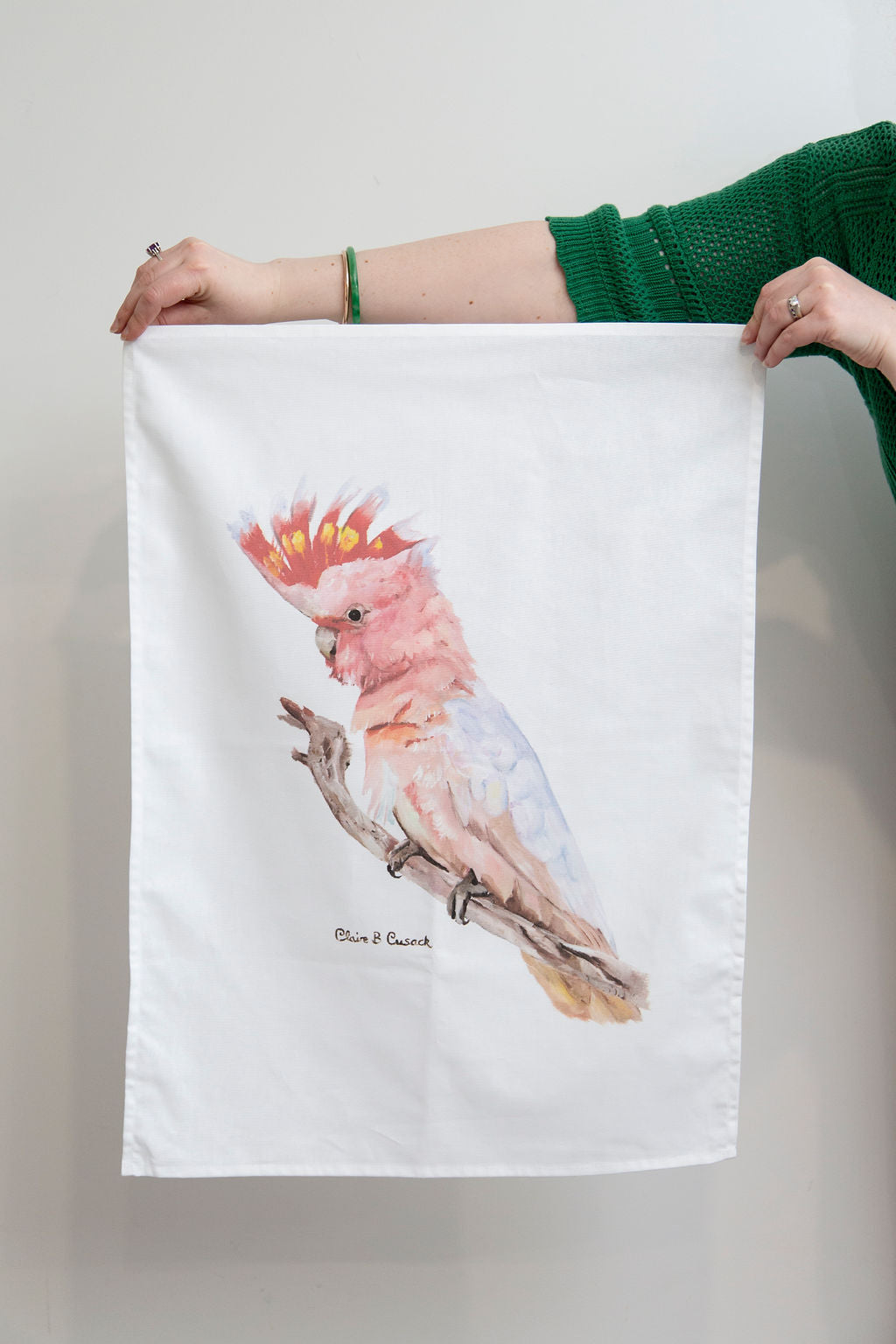 Australian Pink Cockatoo Tea Towel