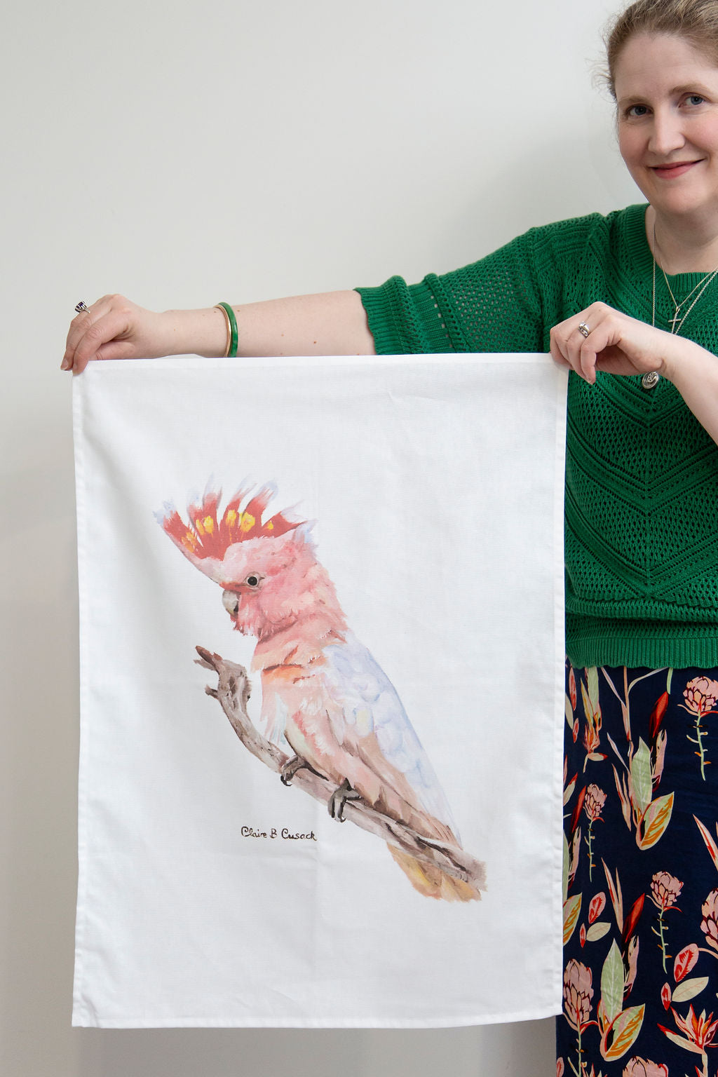 Australian Pink Cockatoo Tea Towel