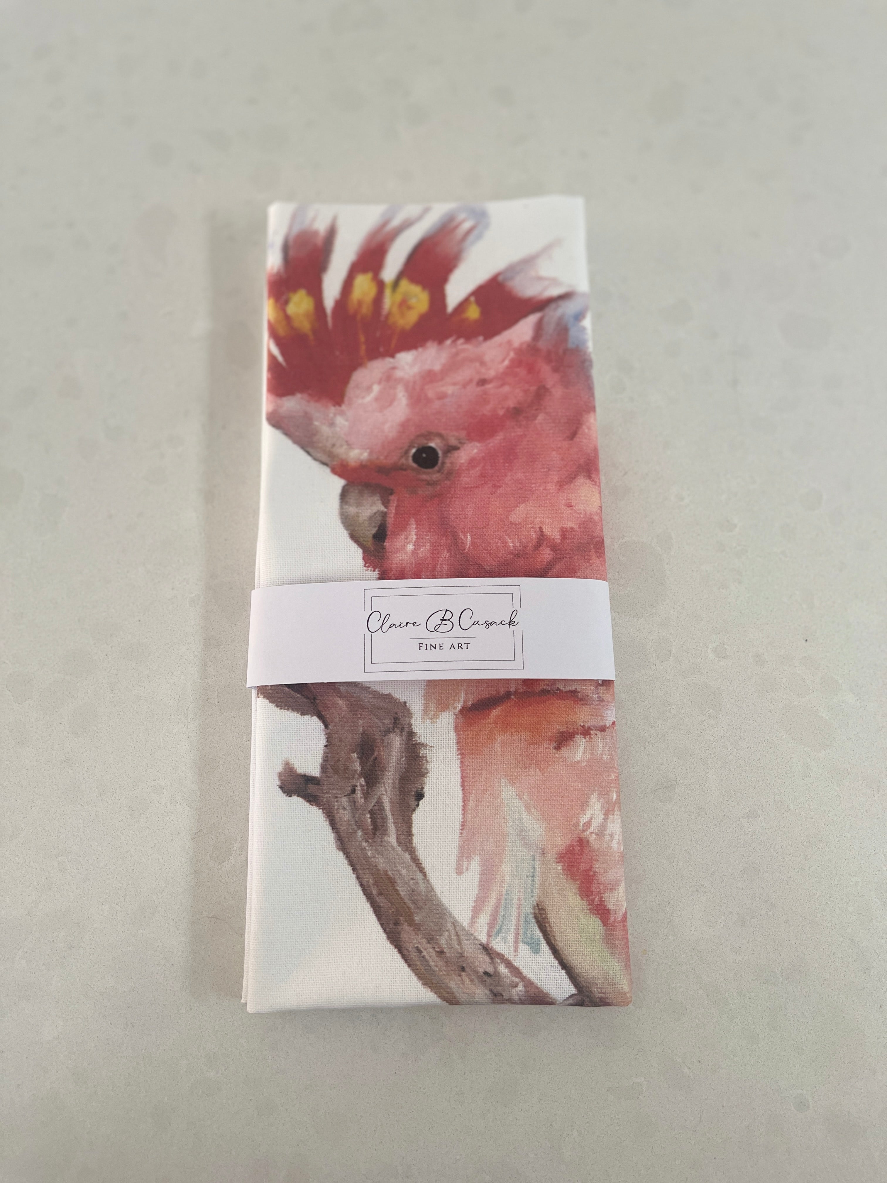 Australian Pink Cockatoo Tea Towel