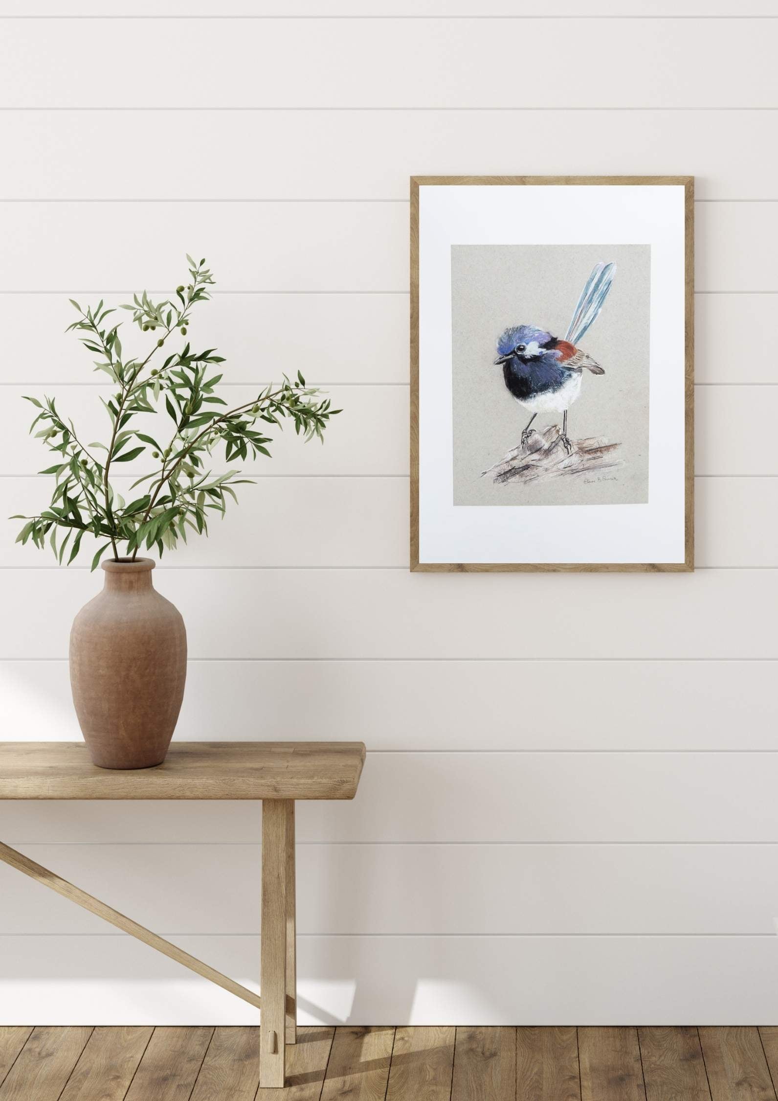 Blue Breasted Robin Limited-Edition Fine Art Print (Signed & Numbered)