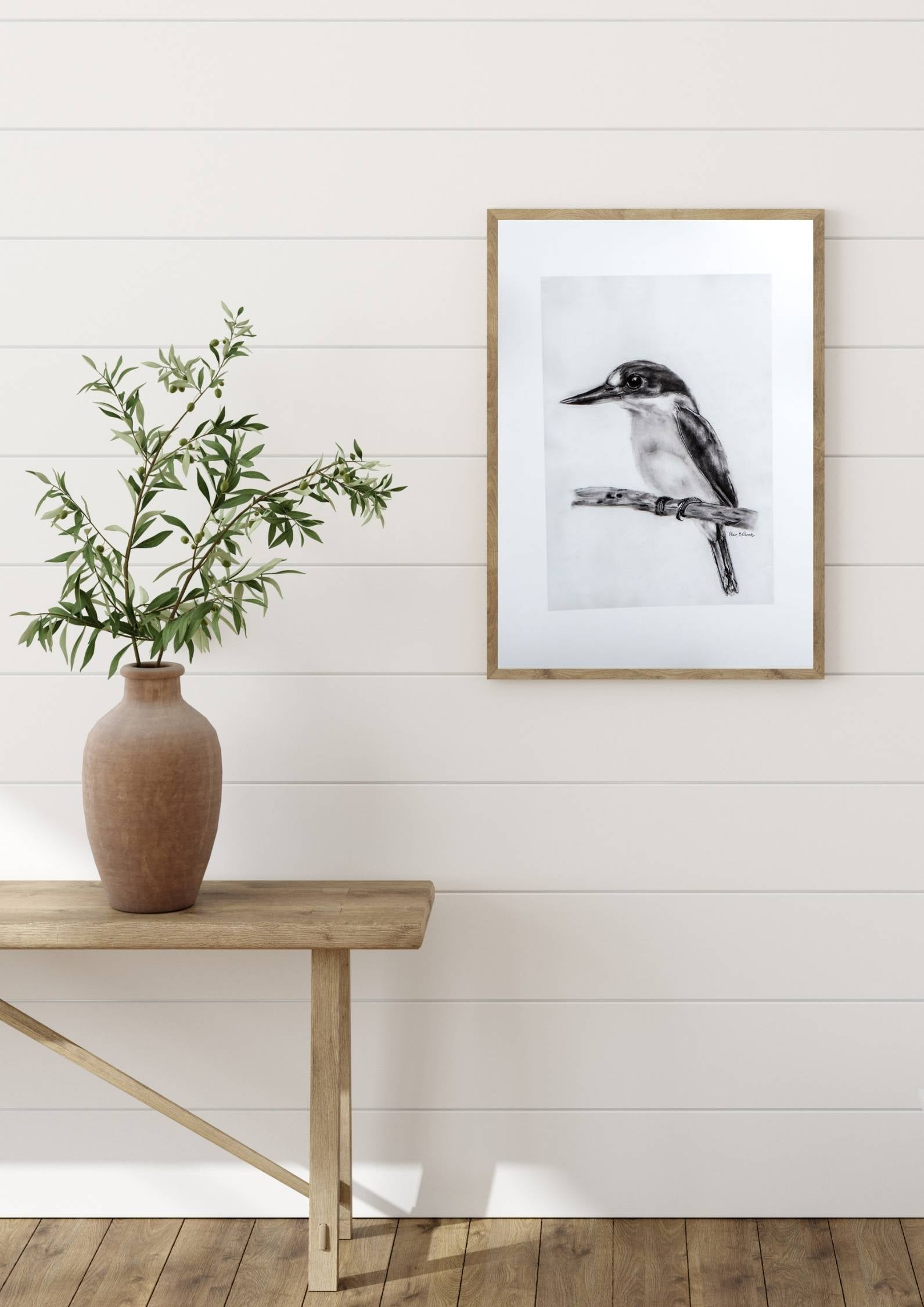 Australian Forest Kingfisher Limited-Edition Fine Art Charcoal Drawing (Signed & Numbered)